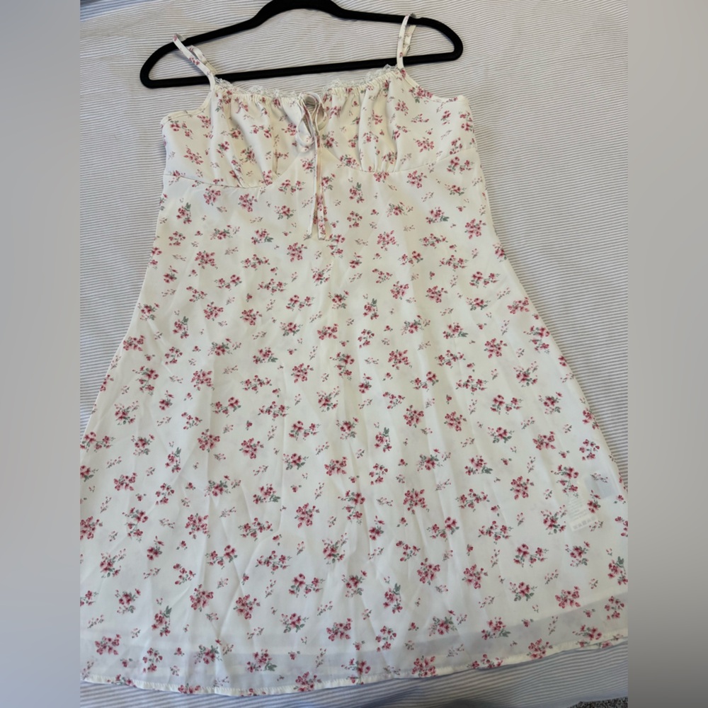 SHEIN White and Pink Floral Mini Dress
